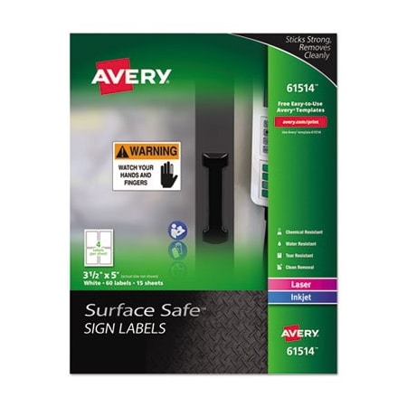 Avery Dennison LABEL, SS SIGN, 3.5X5, 60, WH 61514